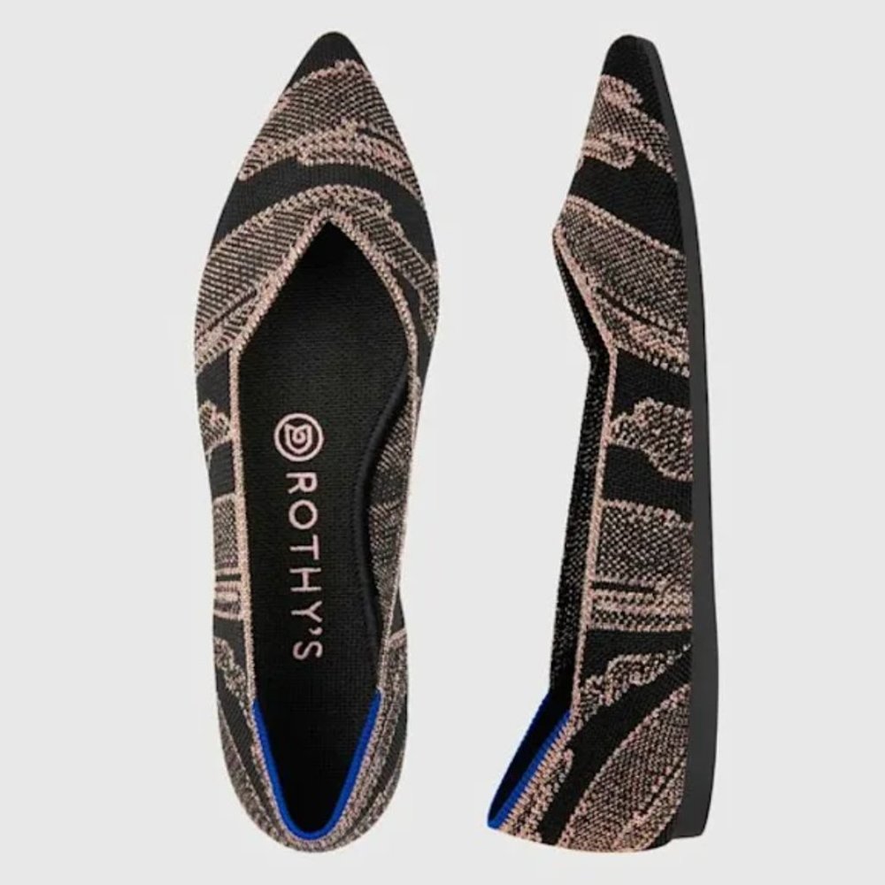 Rothys Rose Gold Shimmer Point Flats